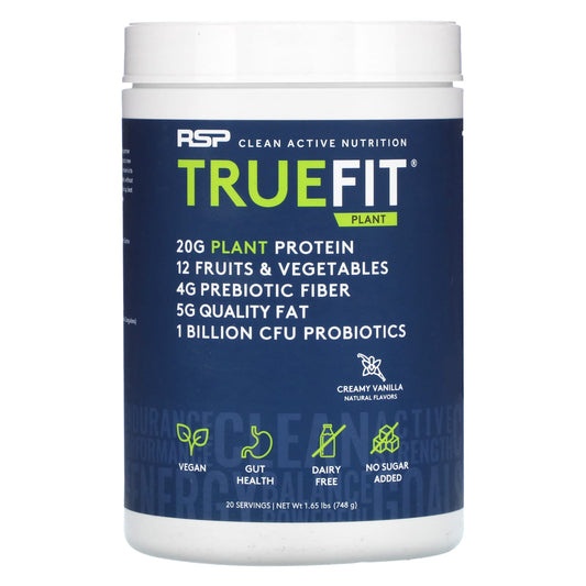 RSP Nutrition-TrueFit Plant Protein Shake-Creamy Vanilla-1.65 lb (748 g)