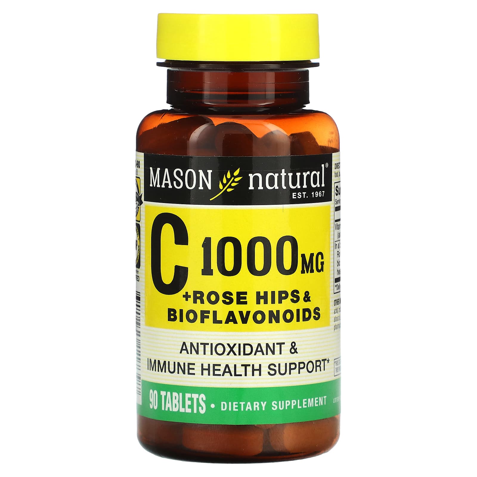 Mason Natural-Vitamin C with Rose Hips & Bioflavonoids-1,000 mg-90 Tablets