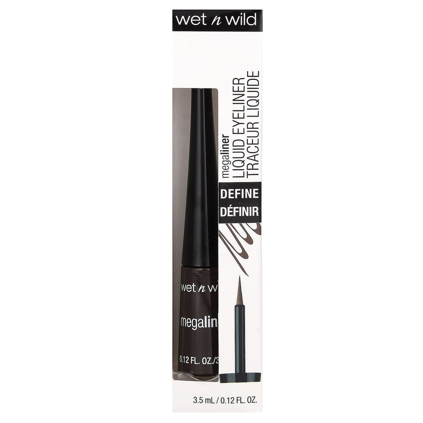 wet n wild, MegaLiner Liquid Eyeliner, 872A Dark Brown, 0.12 fl oz (3.5 ml)