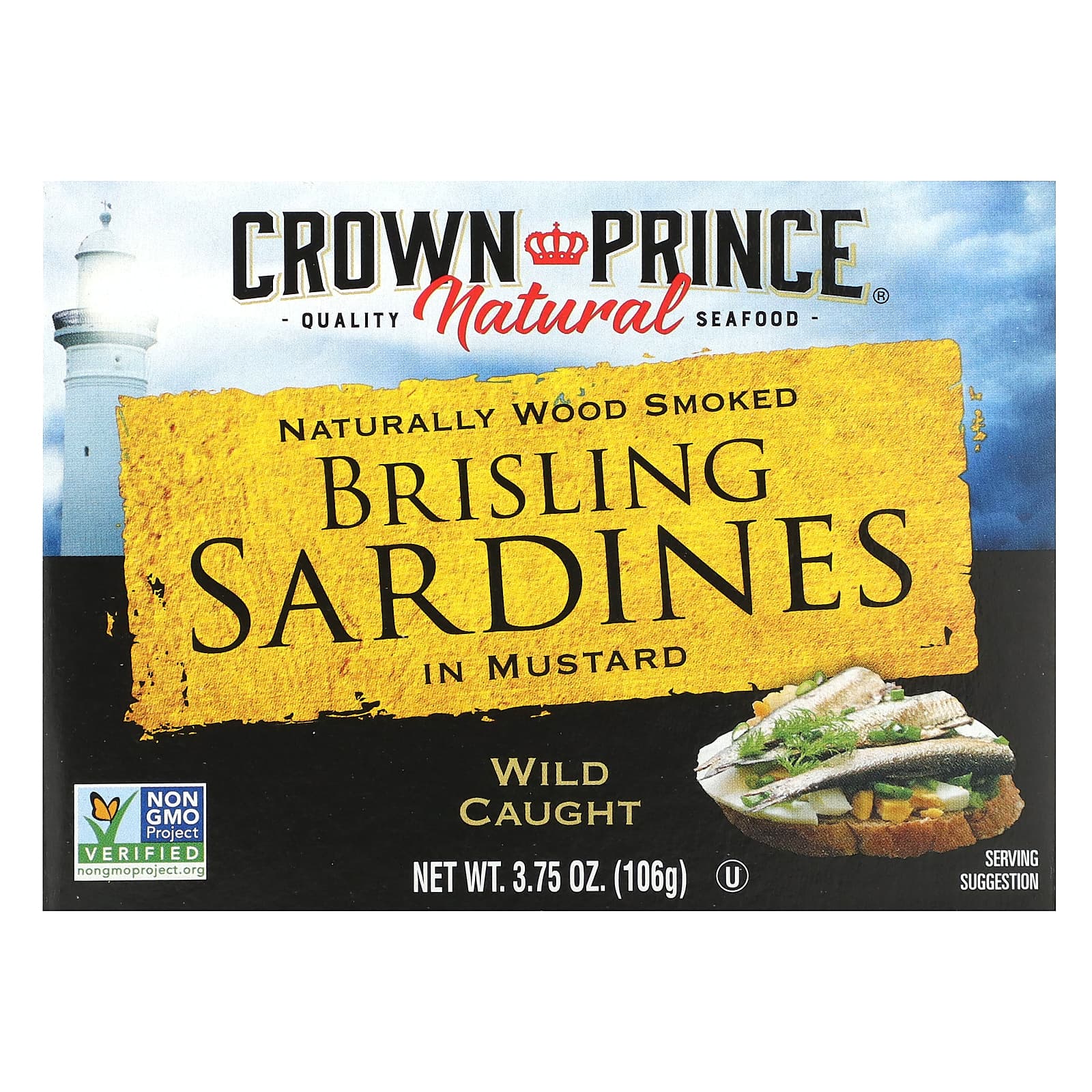 Crown Prince Natural-Brisling Sardines-In Mustard-3.75 oz (106 g)