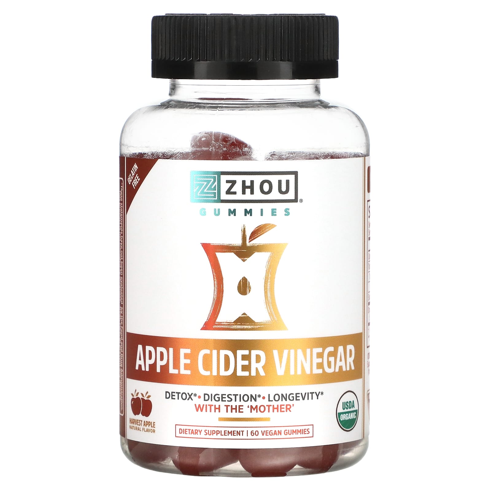 Zhou Nutrition-Apple Cider Vinegar-Harvest Apple-60 Vegan Gummies