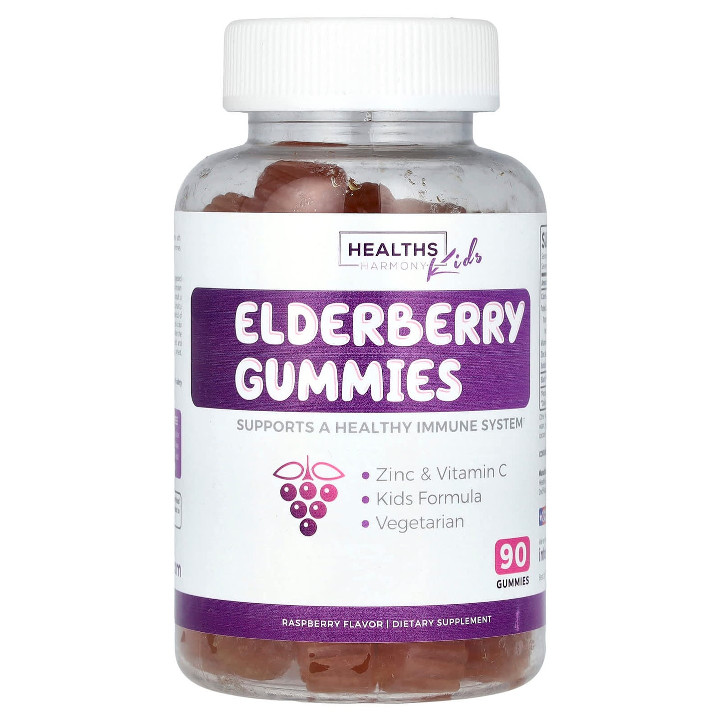 Healths Harmony-Kids-Elderberry Gummies-Raspberry-90 Gummies