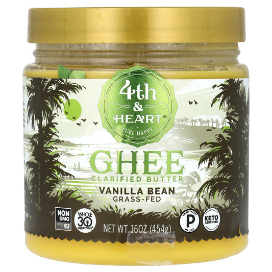 4th & Heart-Ghee Clarified Butter-Grass-Fed-Vanilla Bean-16 oz (454 g)