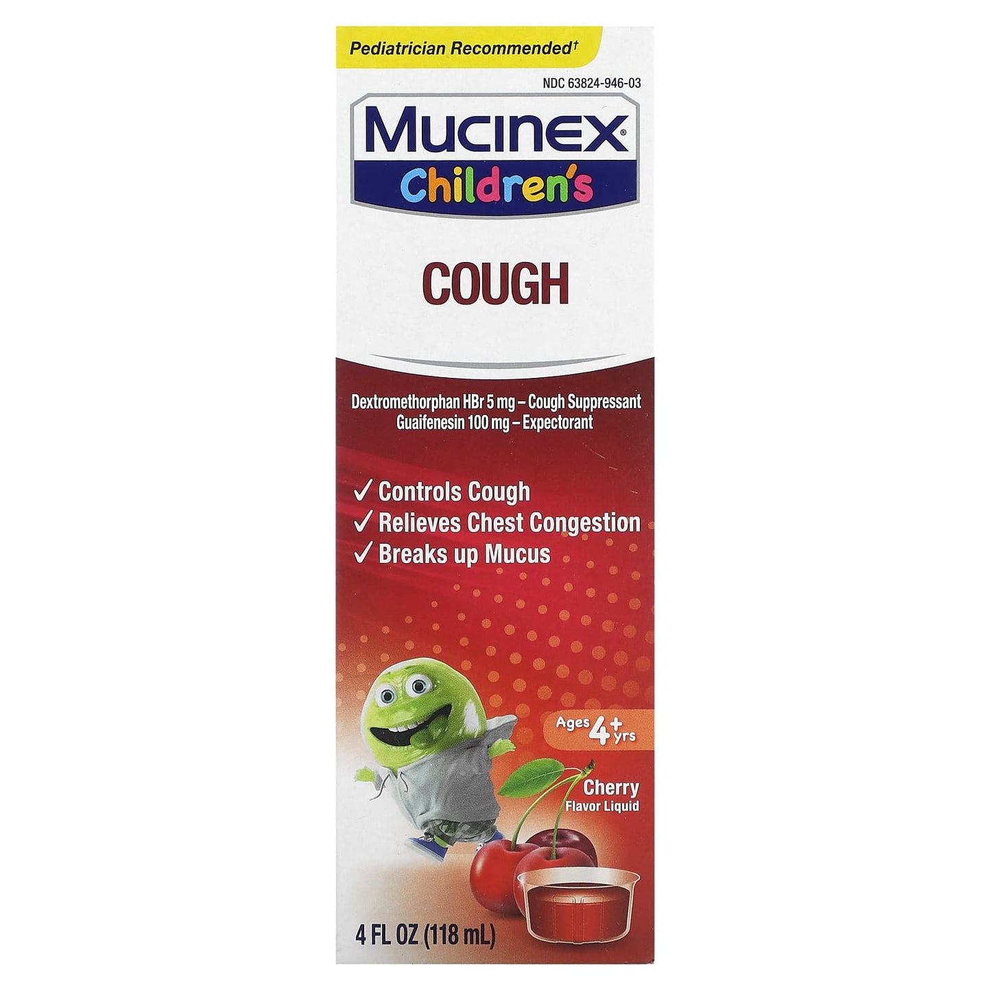 Mucinex-Children's-Cough-Ages 4+ Yrs-Cherry-4 fl oz (118 ml)