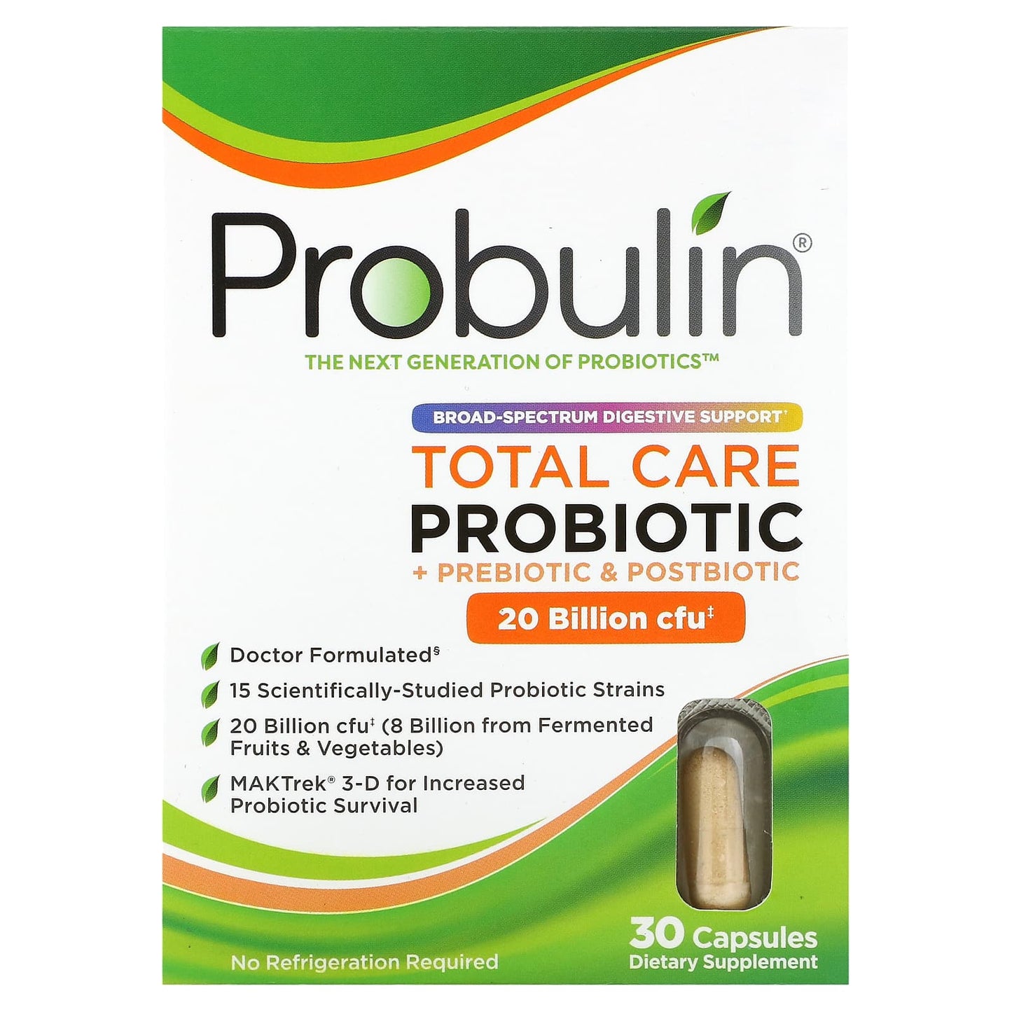 Probulin-Total Care Probiotic-20 Billion CFU-30 Capsules