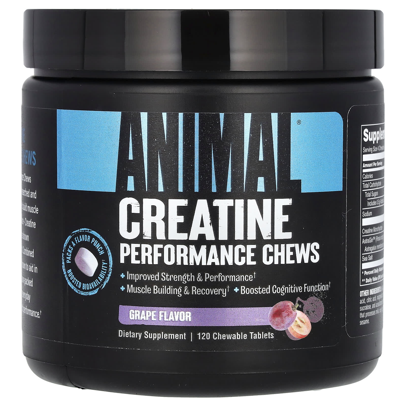 Animal-Creatine-Performance Chews-Grape-120 Chewable Tablets