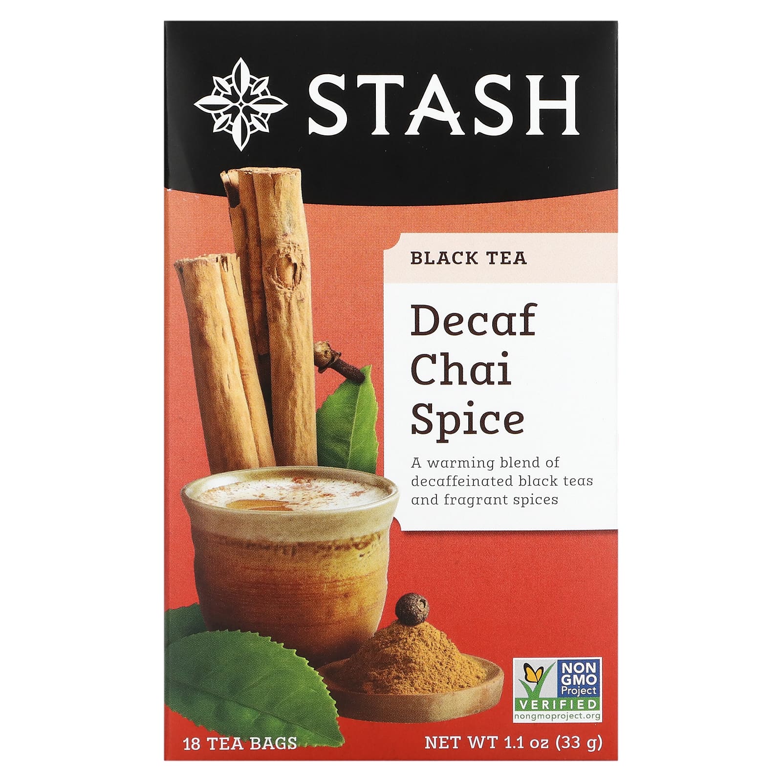 Stash Tea-Black Tea-Decaf Chai Spice-18 Tea Bags-1.1 oz (33 g)