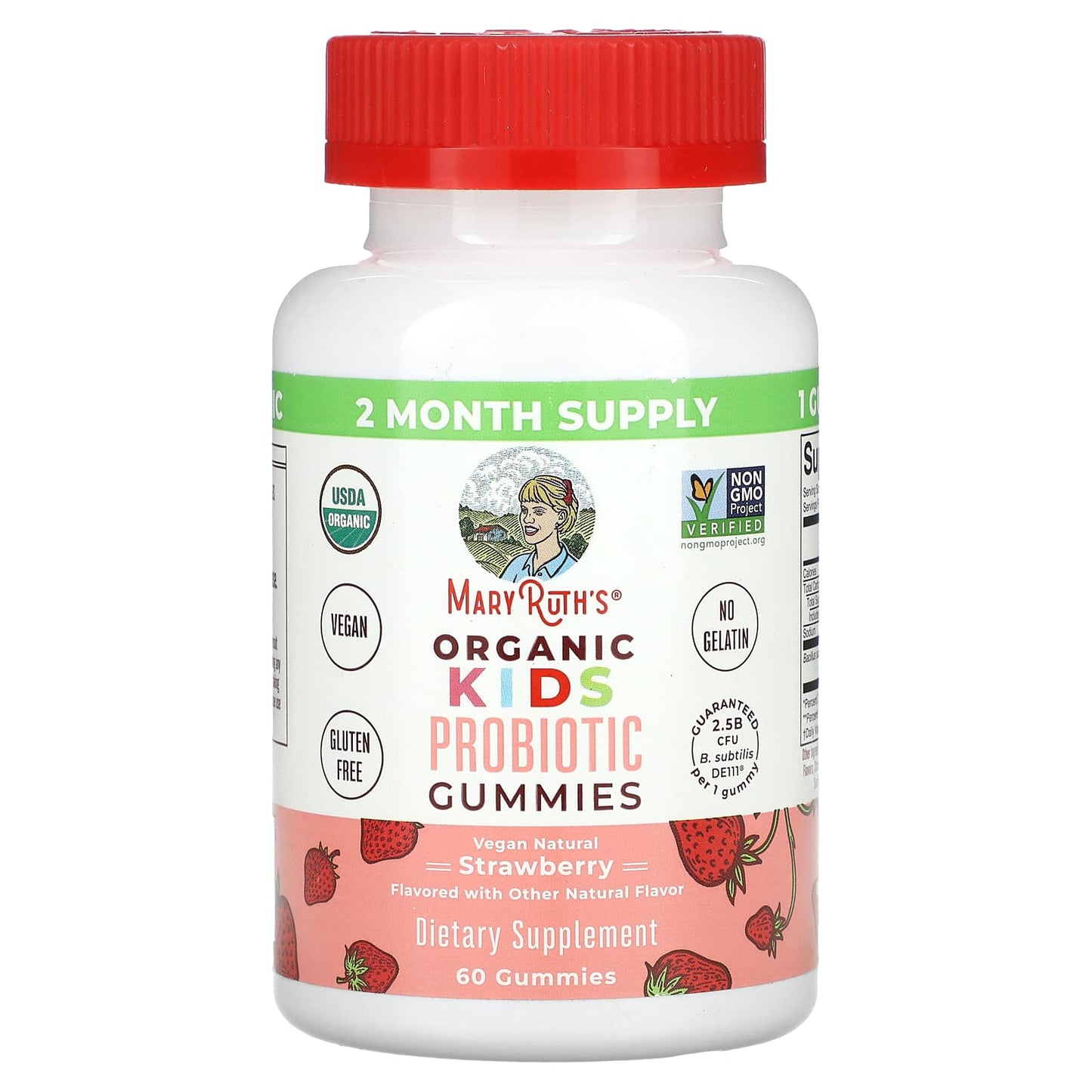 MaryRuth's-Organic Kids Probiotic Gummies-Strawberry-60 Gummies