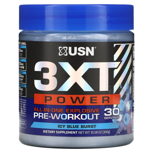 USN-3XT Power-All-In-One Explosive Pre-Workout-Icy Blue Burst-10.58 oz (300 g)