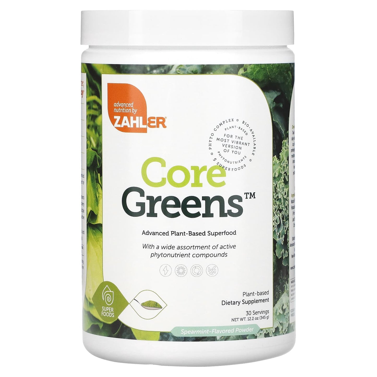 Zahler-Core Greens- Advanced Plant-Based Superfood-Spearmint-12.2 oz (345 g)