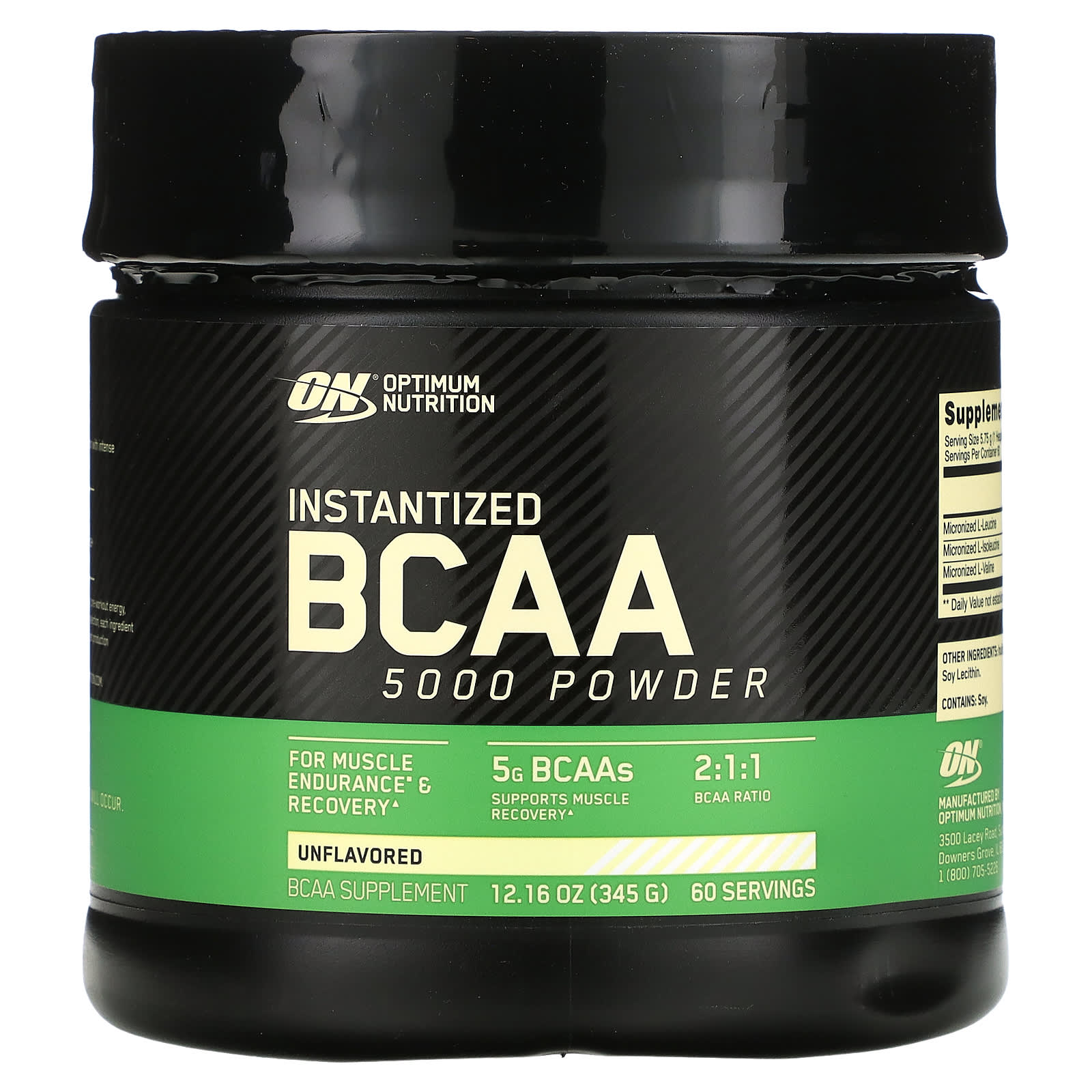 Optimum Nutrition-Instantized BCAA 5000 Powder-Unflavored-12.16 oz (345 g)