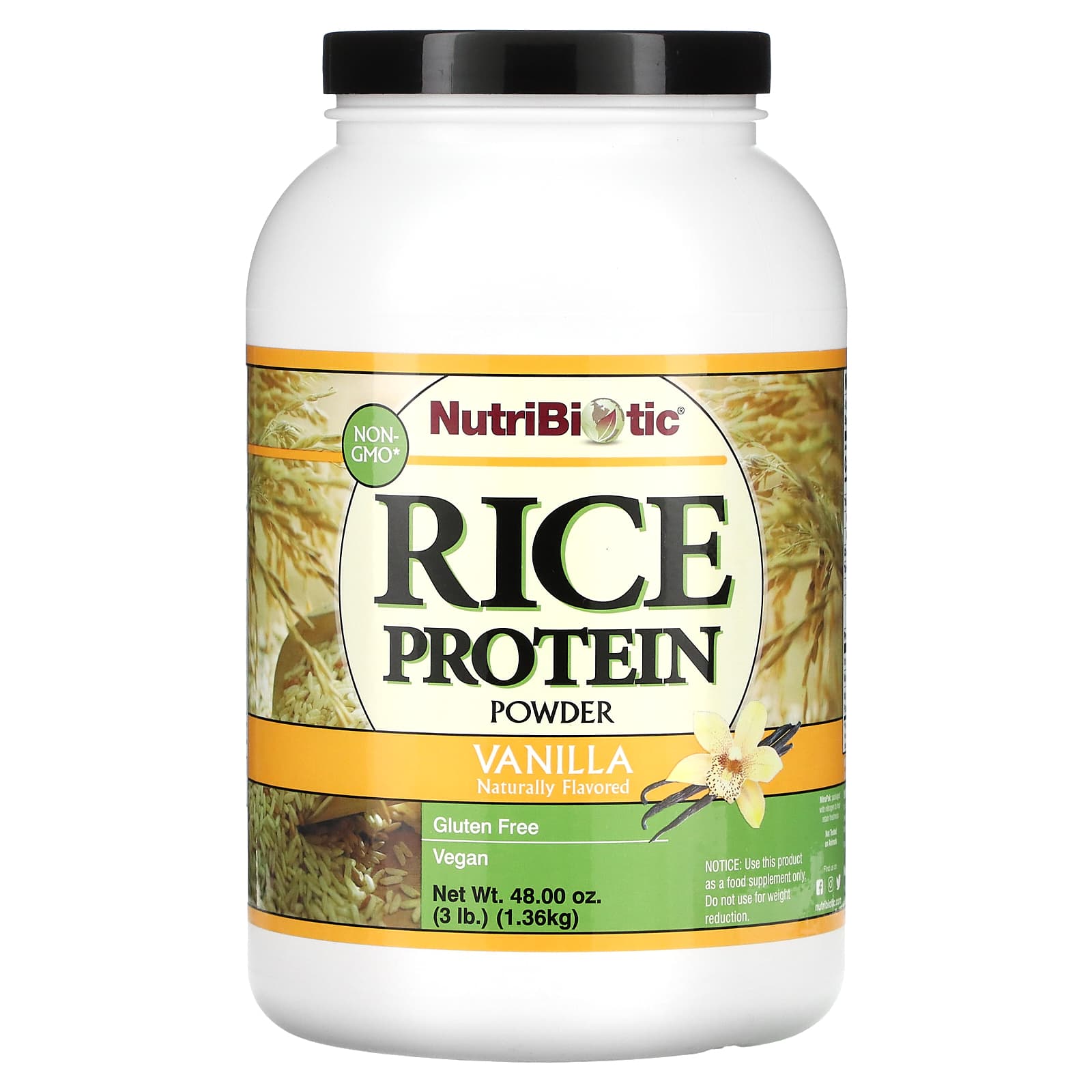 NutriBiotic-Rice Protein Powder-Vanilla-3 lb (1.36 kg)