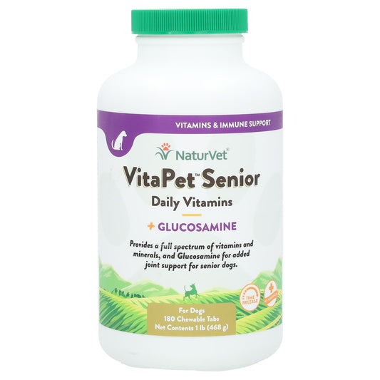 NaturVet-VitaPet Senior-Daily Vitamins + Glucosamine-For Dogs-180 Chewable Tabs-1 lb (468 g)