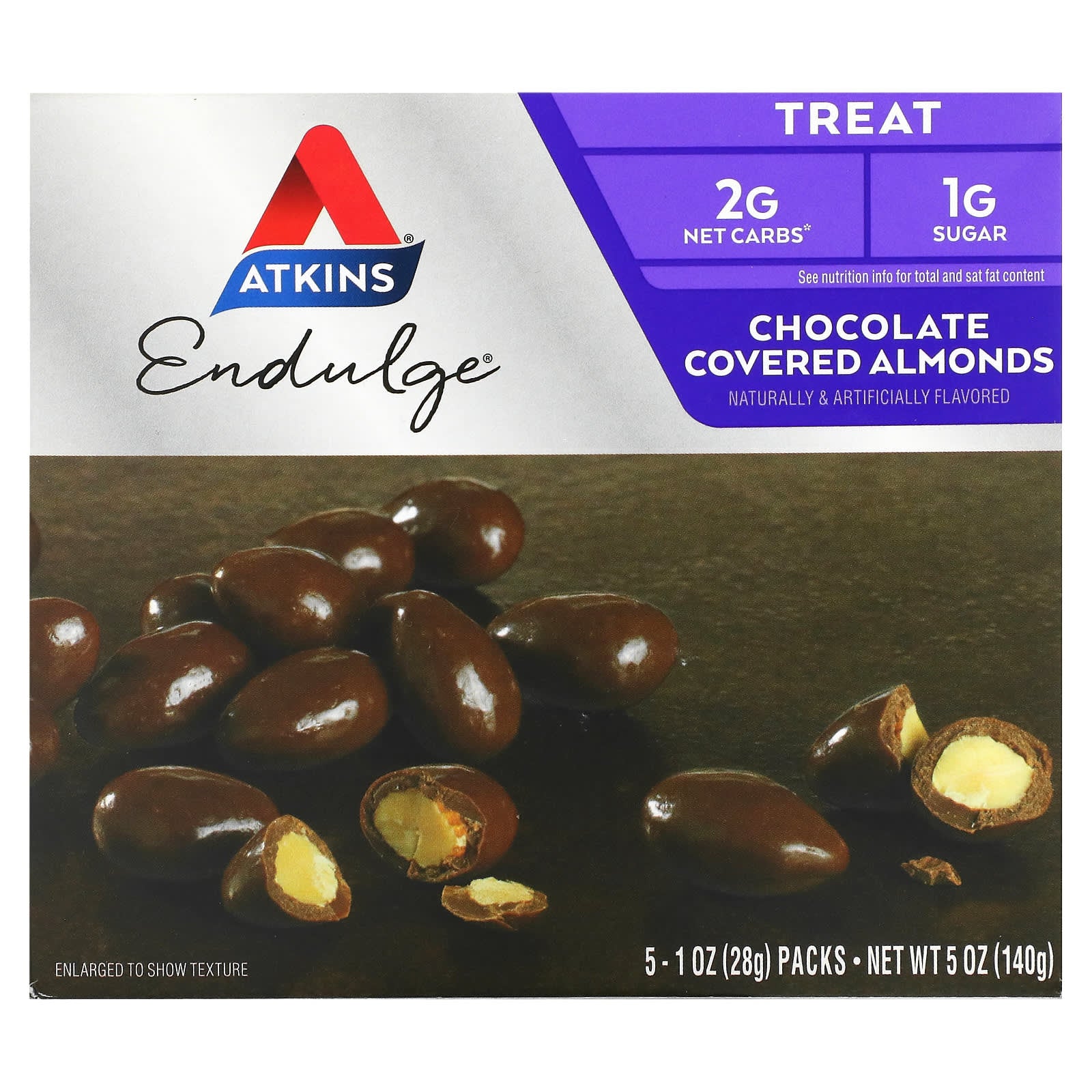 Atkins-Endulge-Chocolate Covered Almonds-5 Packs-1 oz (28 g) Each