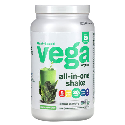 Vega-Plant-Based-Organic All-In-One Shake-Plain Unsweetened-26.9 oz (763 g)