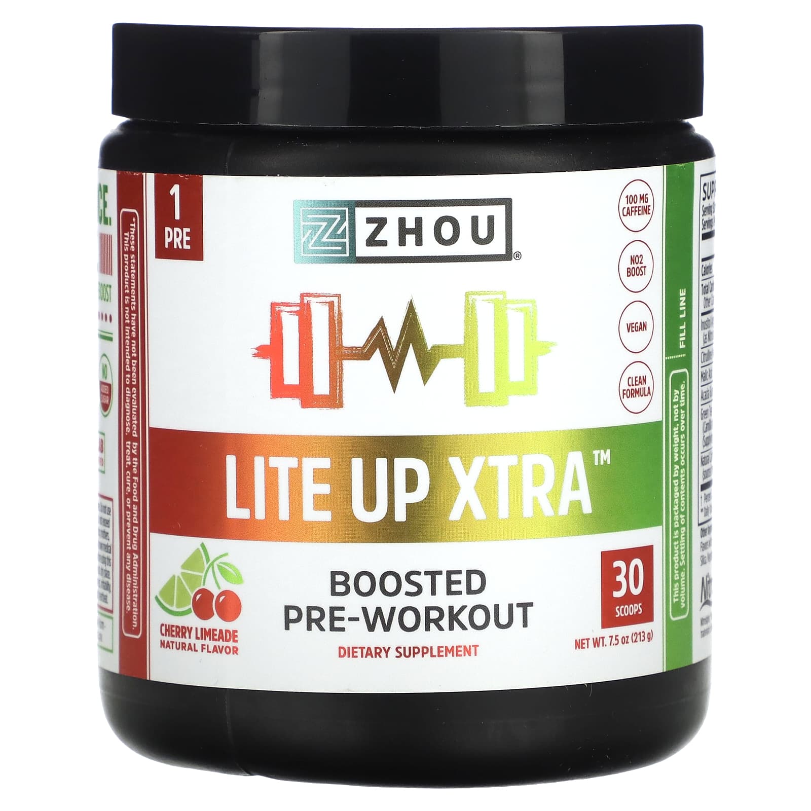 Zhou Nutrition-Lite Up Xtra-Boosted Pre-Workout-Cherry Limeade-7.5 oz (213 g)