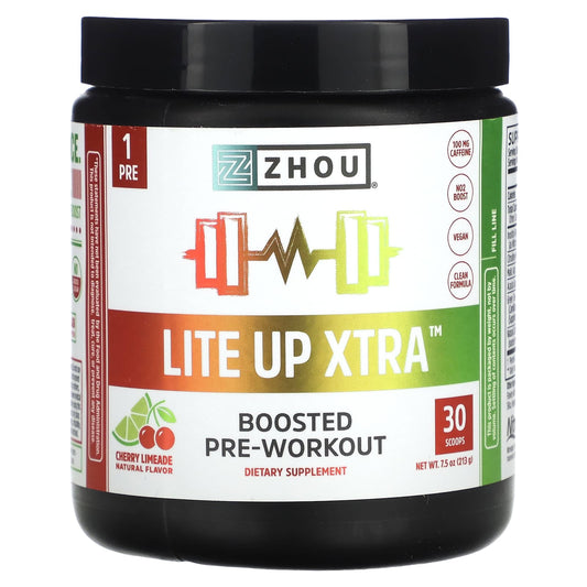 Zhou Nutrition-Lite Up Xtra-Boosted Pre-Workout-Cherry Limeade-7.5 oz (213 g)