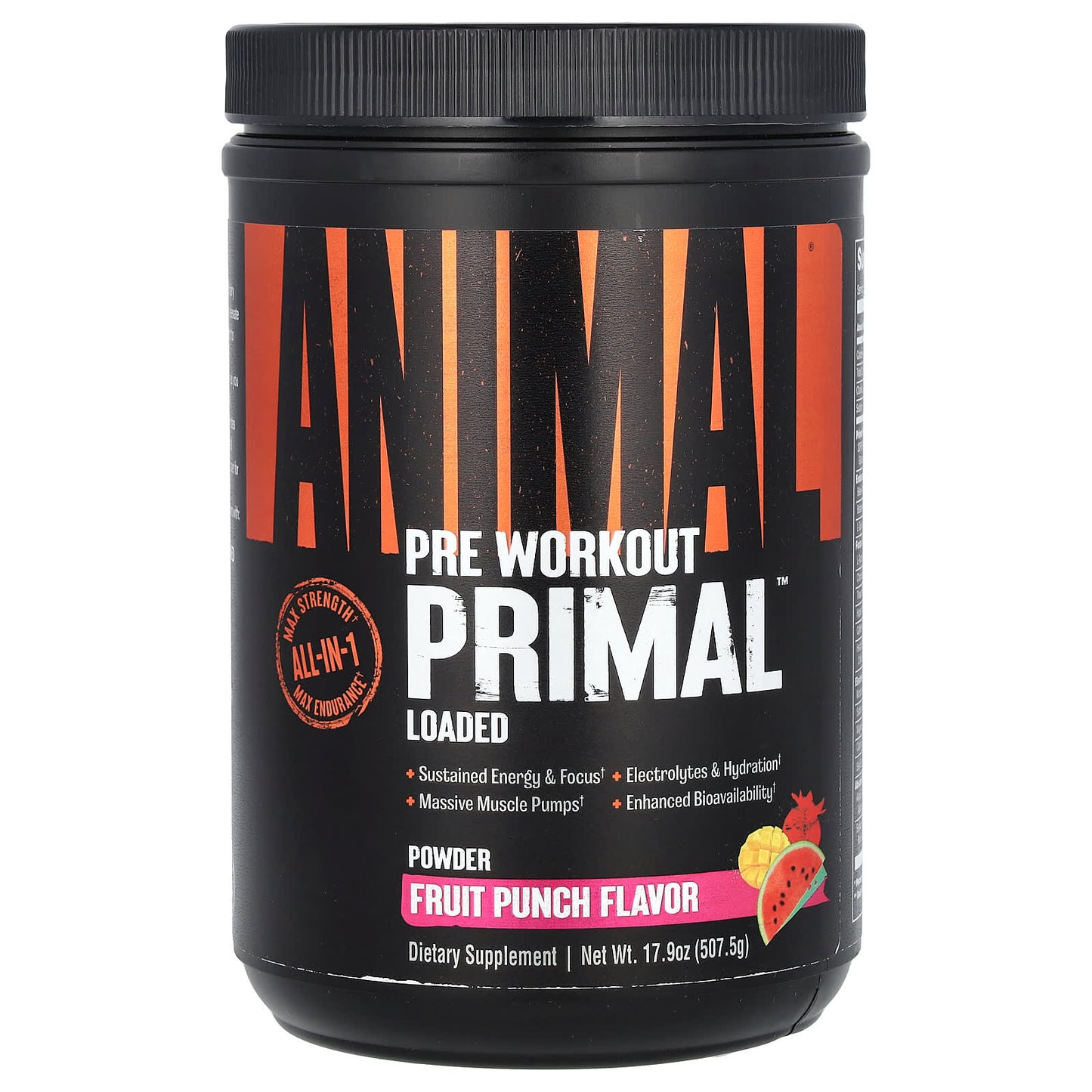 Animal-Primal Loaded-Pre Workout-Fruit Punch-17.9 oz (507.5 g)