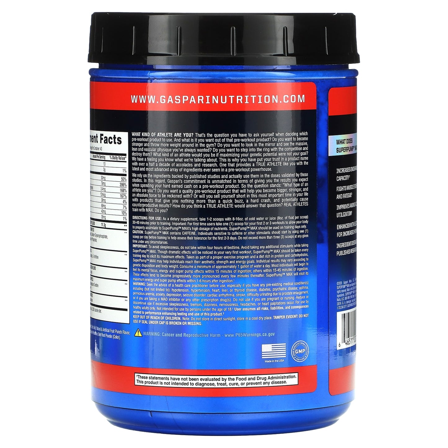 Gaspari Nutrition, SuperPump Max, Fruit Punch, 1.41 lbs (640 g)