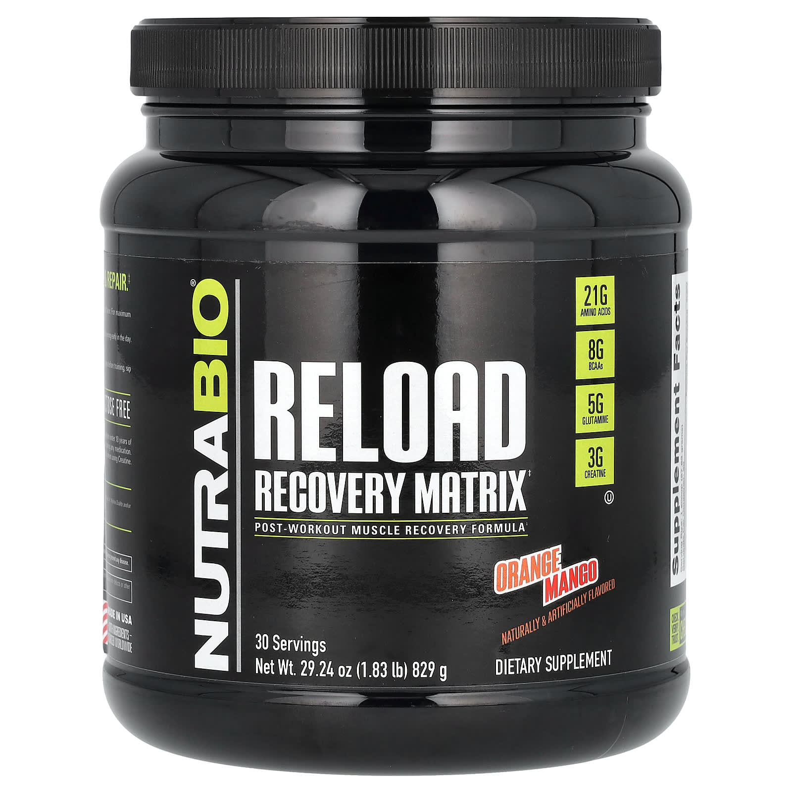 NutraBio-Reload Recovery Matrix-Orange Mango-1.83 lb (829 g)