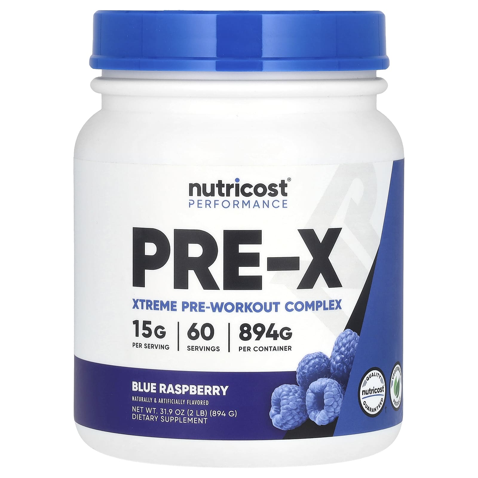 Nutricost-Performance-PRE-X-Xtreme Pre-Workout Complex-Blue Raspberry-2 lb (894 g)