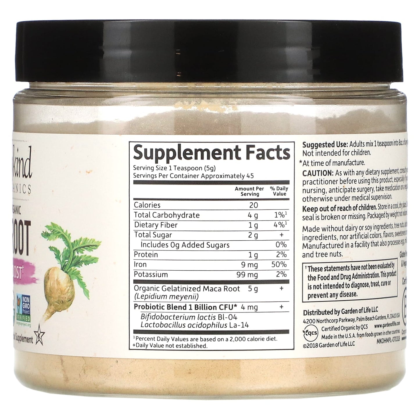 Garden of Life, MyKind Organics, Fair Trade Organic Maca Root, Energy Boost, 7.93 oz (225 g)