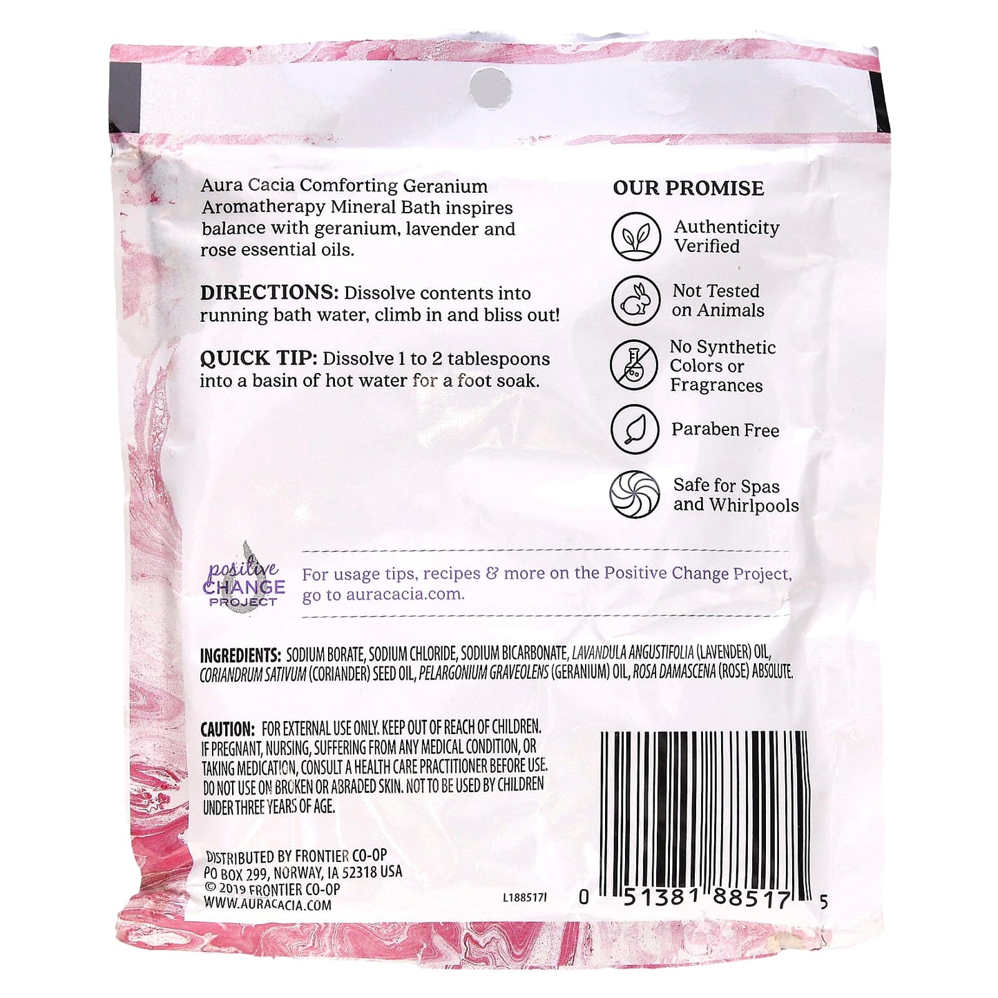 Aura Cacia, Aromatherapy Mineral Bath, Comforting Geranium, 2.5 oz (70.9 g)