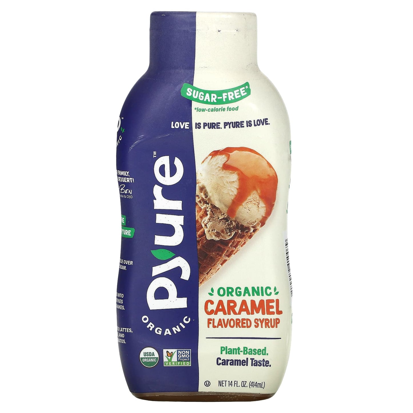 Pyure-Organic Caramel Flavored Syrup-Keto-0 Sugar-14 fl oz (414 ml)