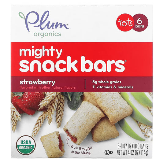 Plum Organics-Mighty Snack Bars-Tots-Strawberry-6 Bars-0.67 oz (19 g) Each