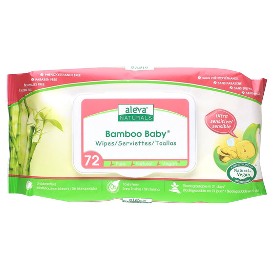 Aleva Naturals-Bamboo Baby Wipes-Ultra Sensitive-72 Wipes