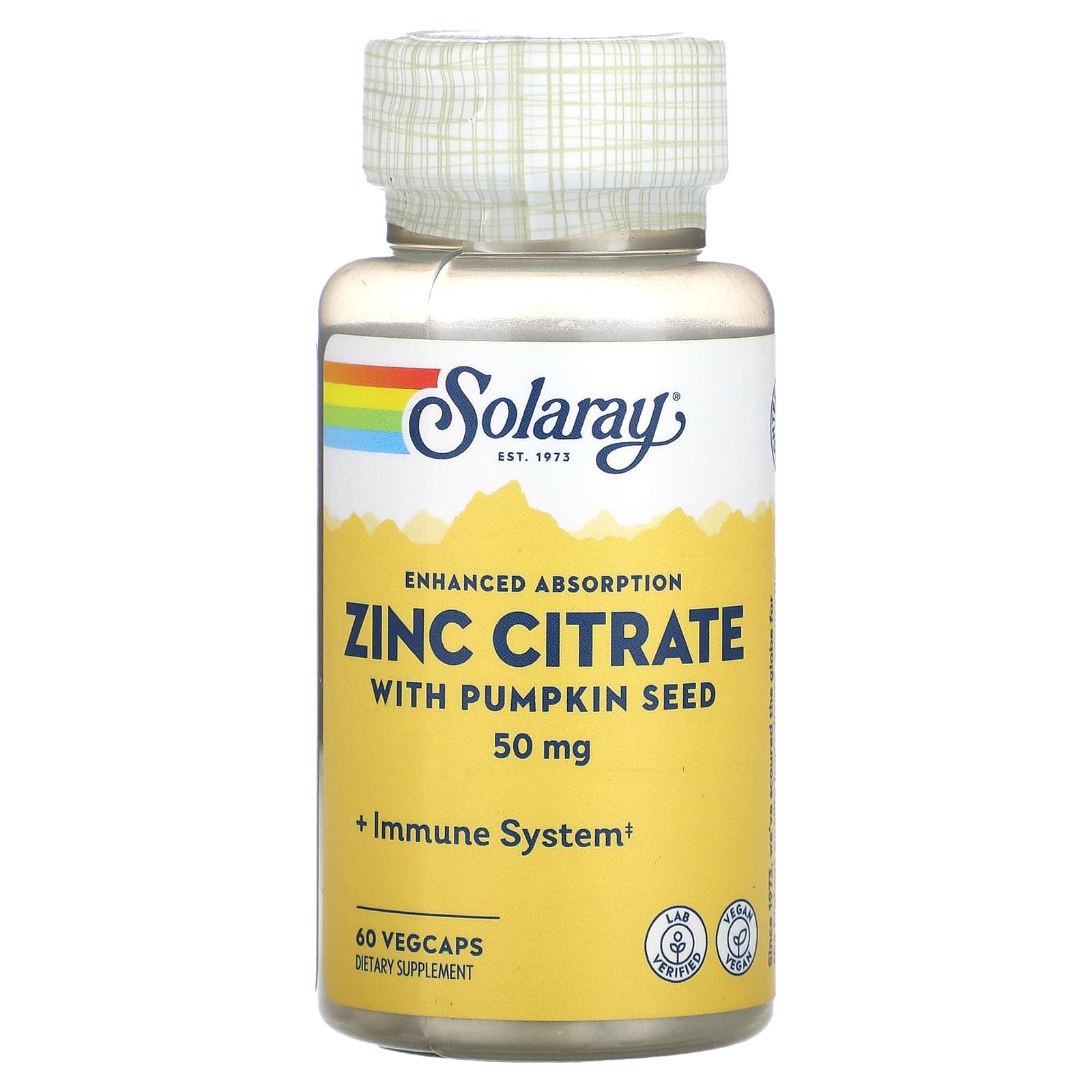 Solaray-Zinc Citrate with Pumpkin Seed-50 mg-60 VegCaps