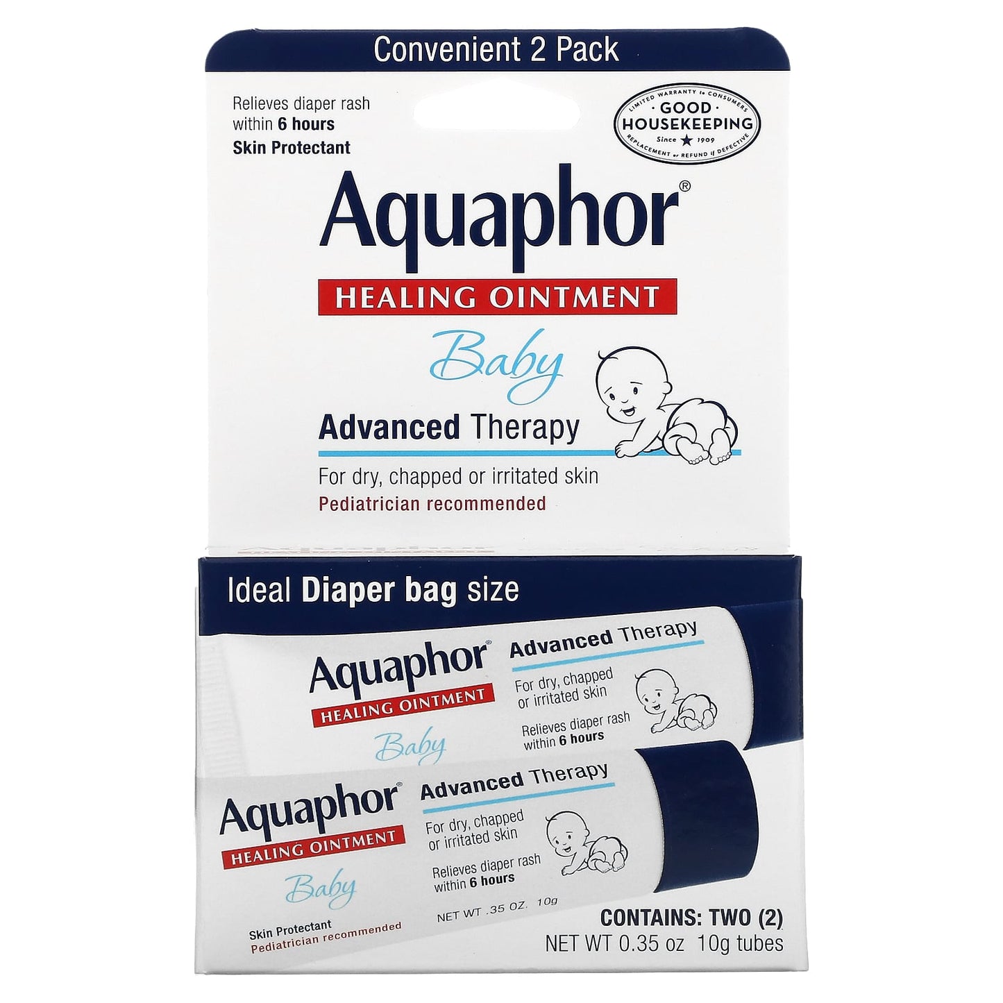 Aquaphor, Baby Healing Ointment, 2 Tubes, 0.35 oz (10 g) Each