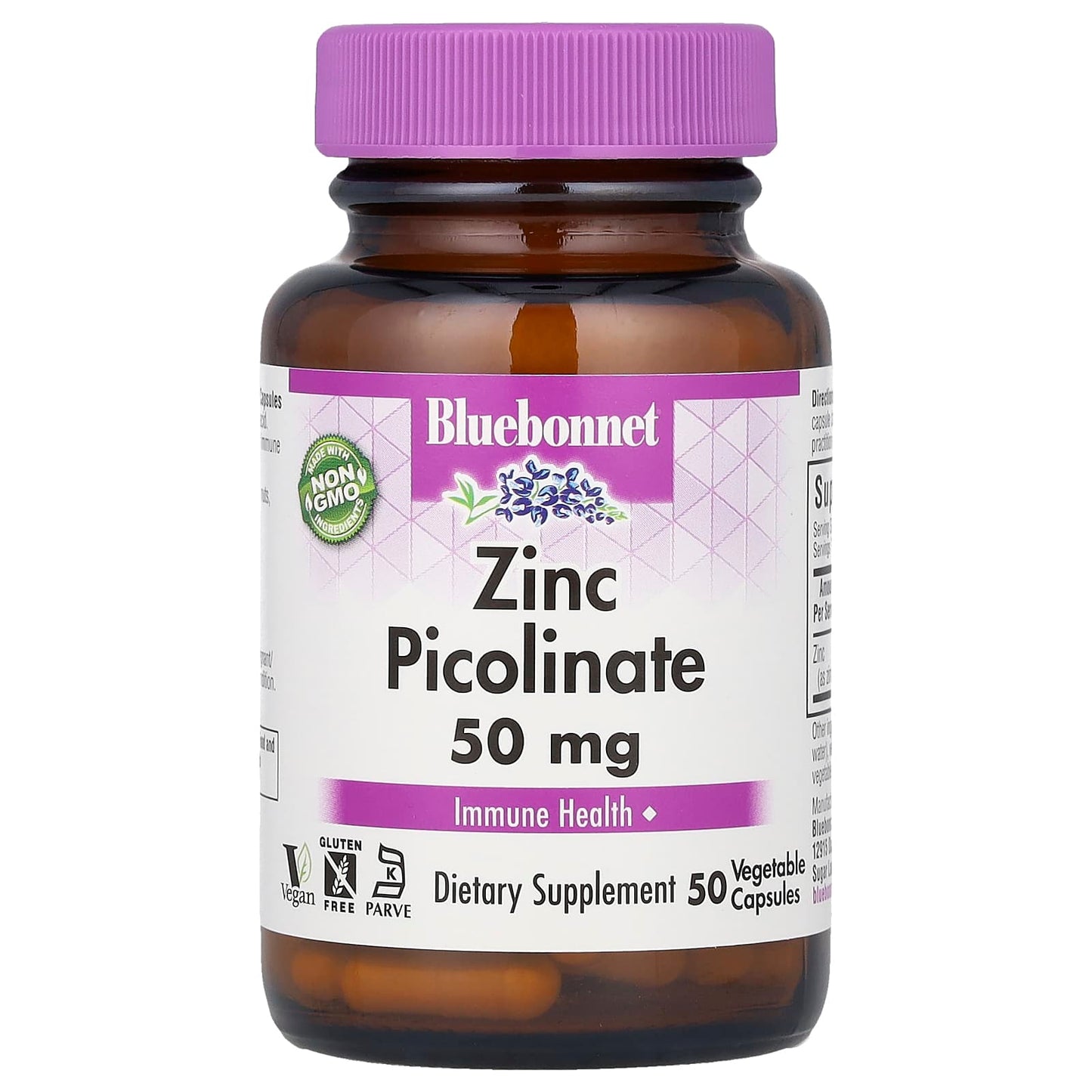 Bluebonnet Nutrition-Zinc Picolinate-50 mg-50 Vegetable Capsules