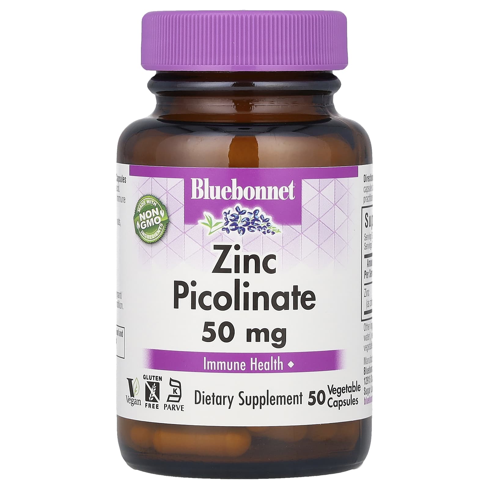 Bluebonnet Nutrition-Zinc Picolinate-50 mg-50 Vegetable Capsules