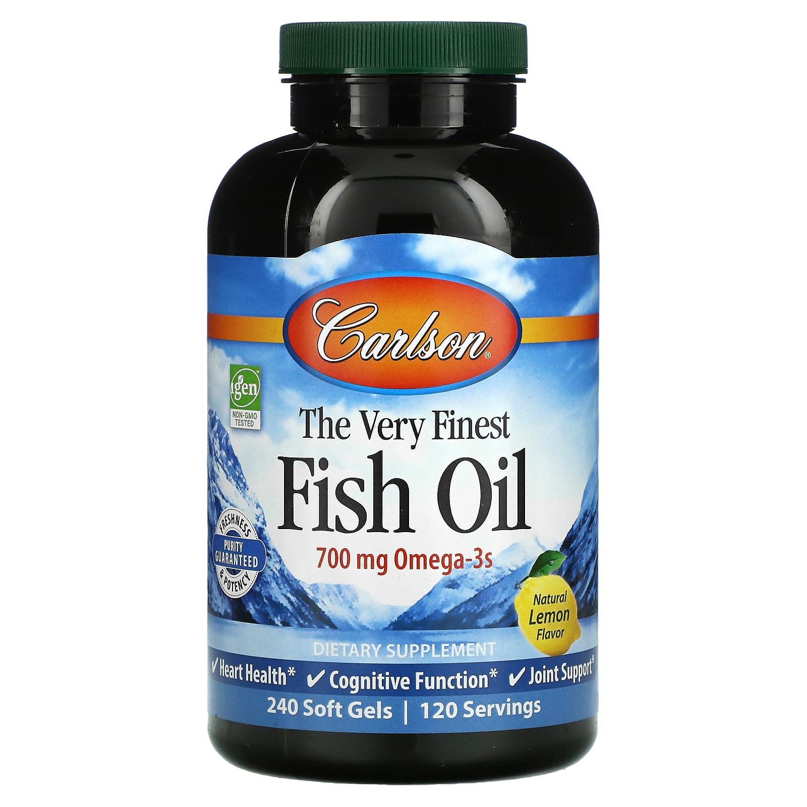 Carlson-The Very Finest Fish Oil-Natural Lemon-700 mg-240 Soft Gels (350 mg per Soft Gel)