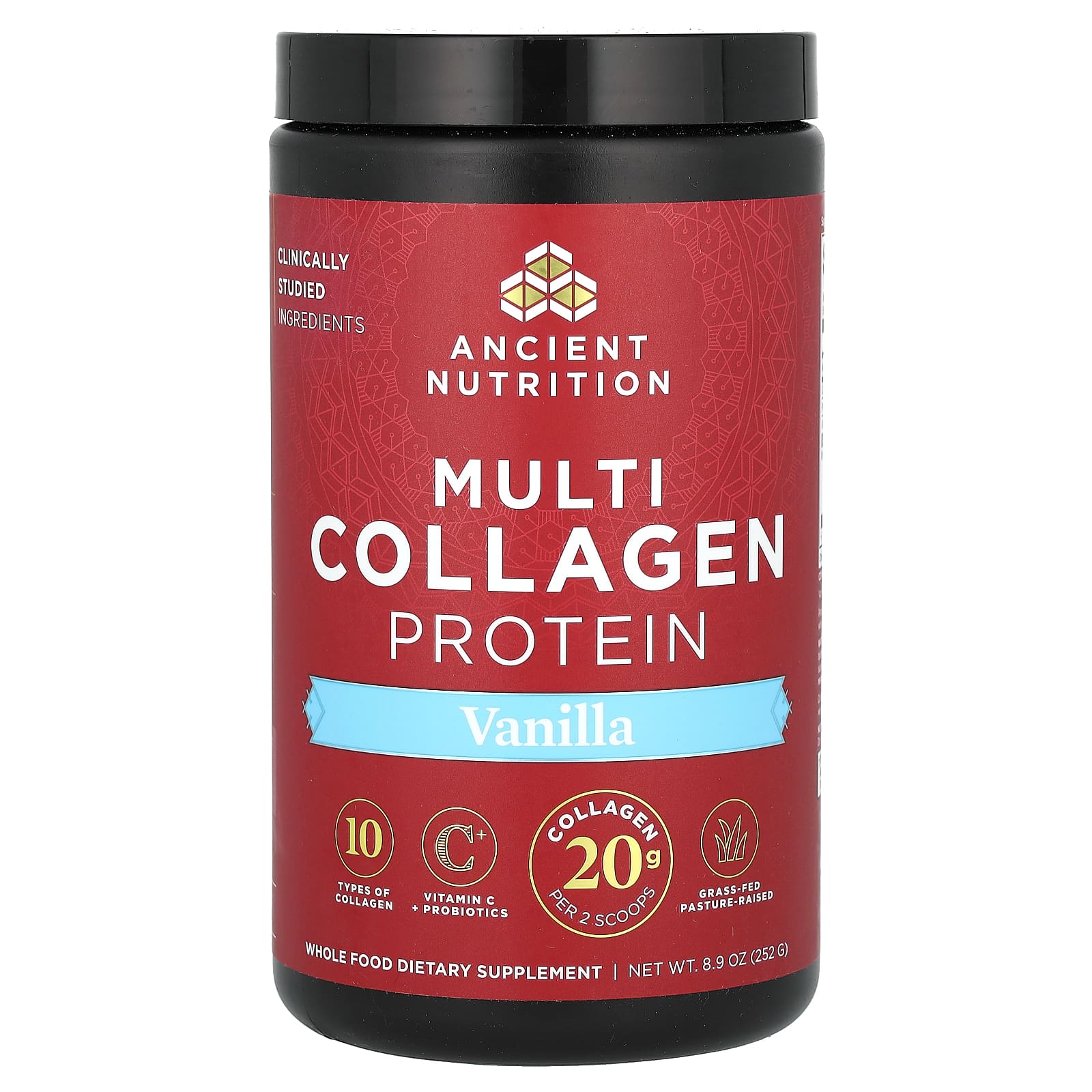 Ancient Nutrition-Multi Collagen Protein-Vanilla-8.9 oz (252 g)