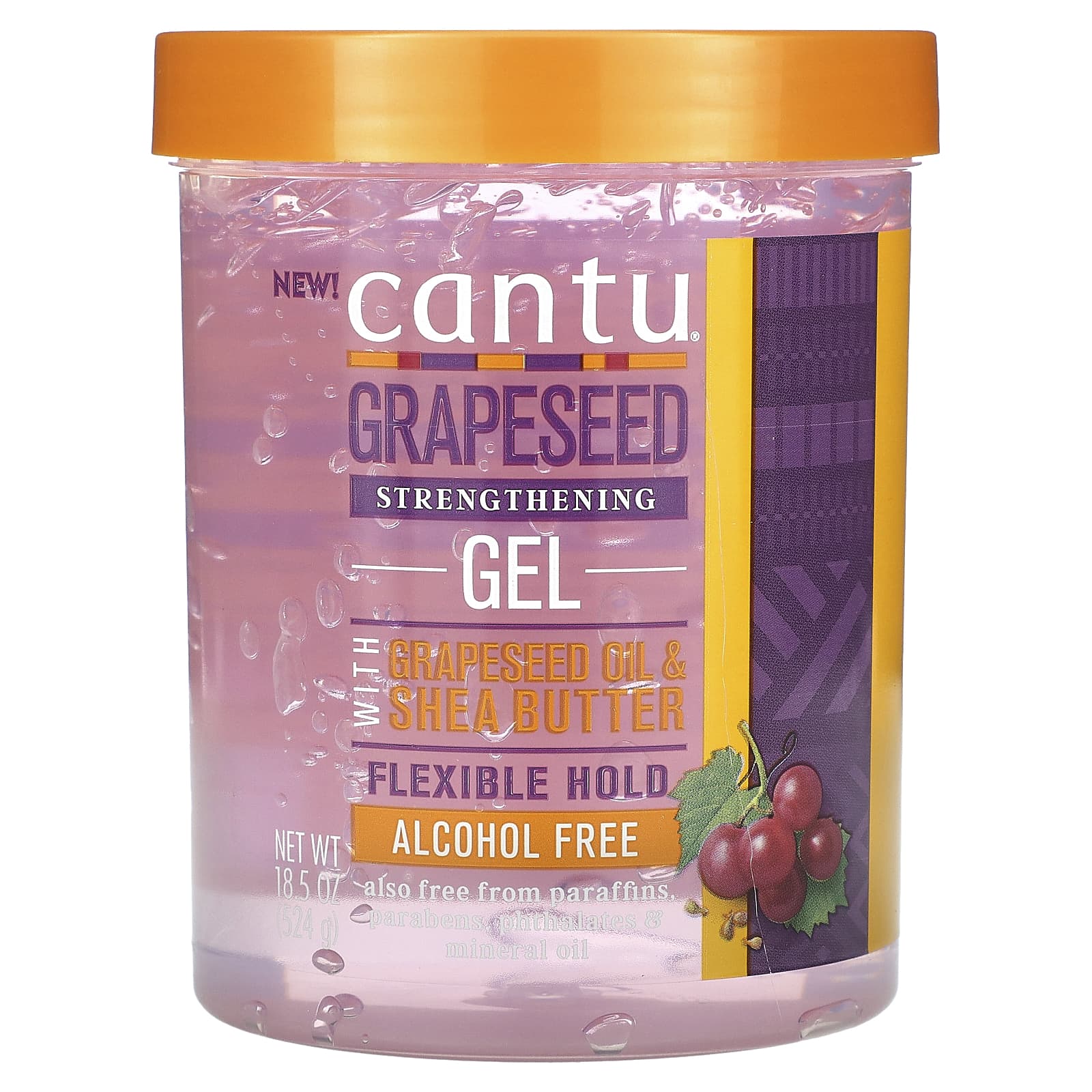 Cantu-Grapeseed Strengthening Gel-Flexible Hold-Alcohol Free-18.5 oz (524 g)