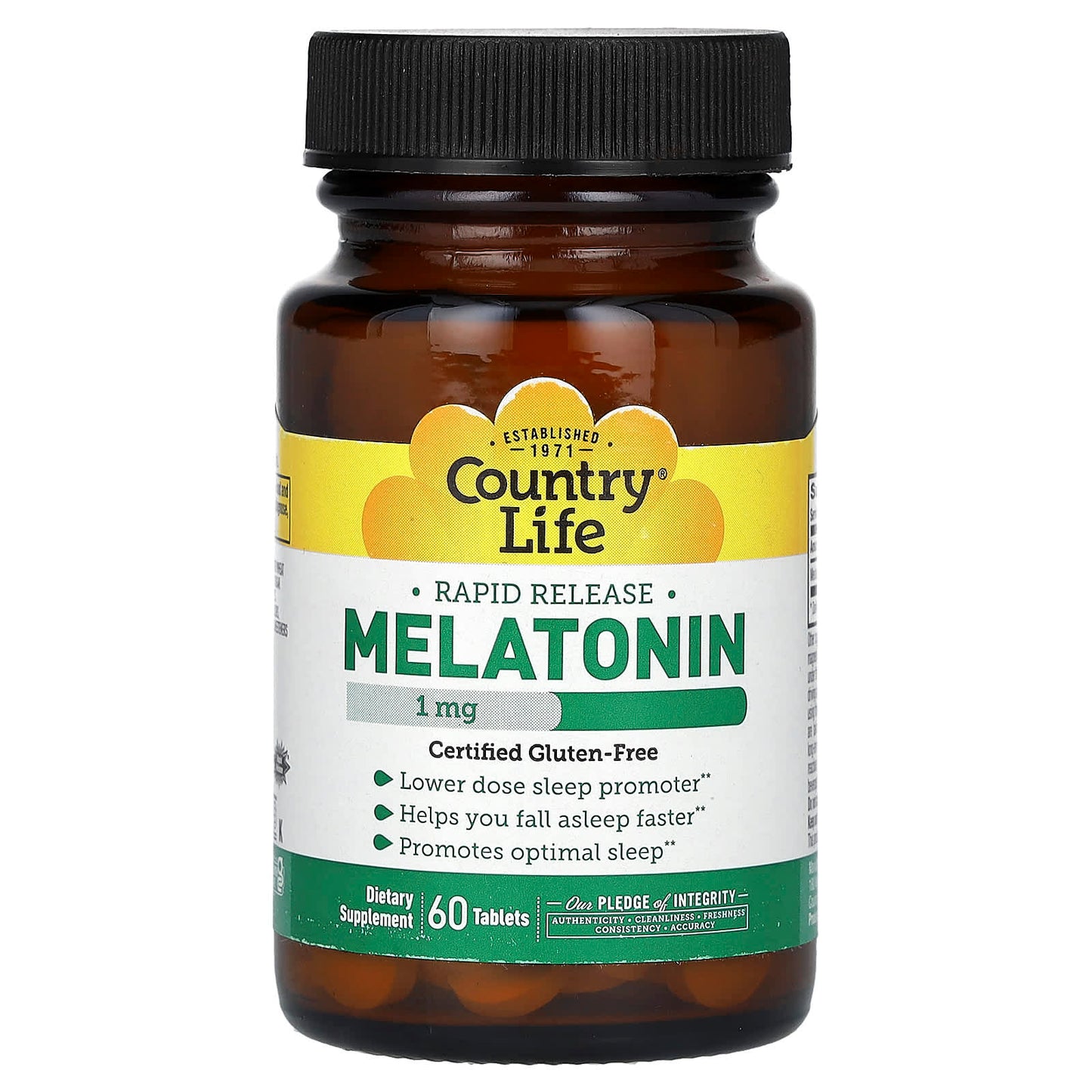 Country Life-Melatonin-Rapid Release -1 mg-60 Tablets