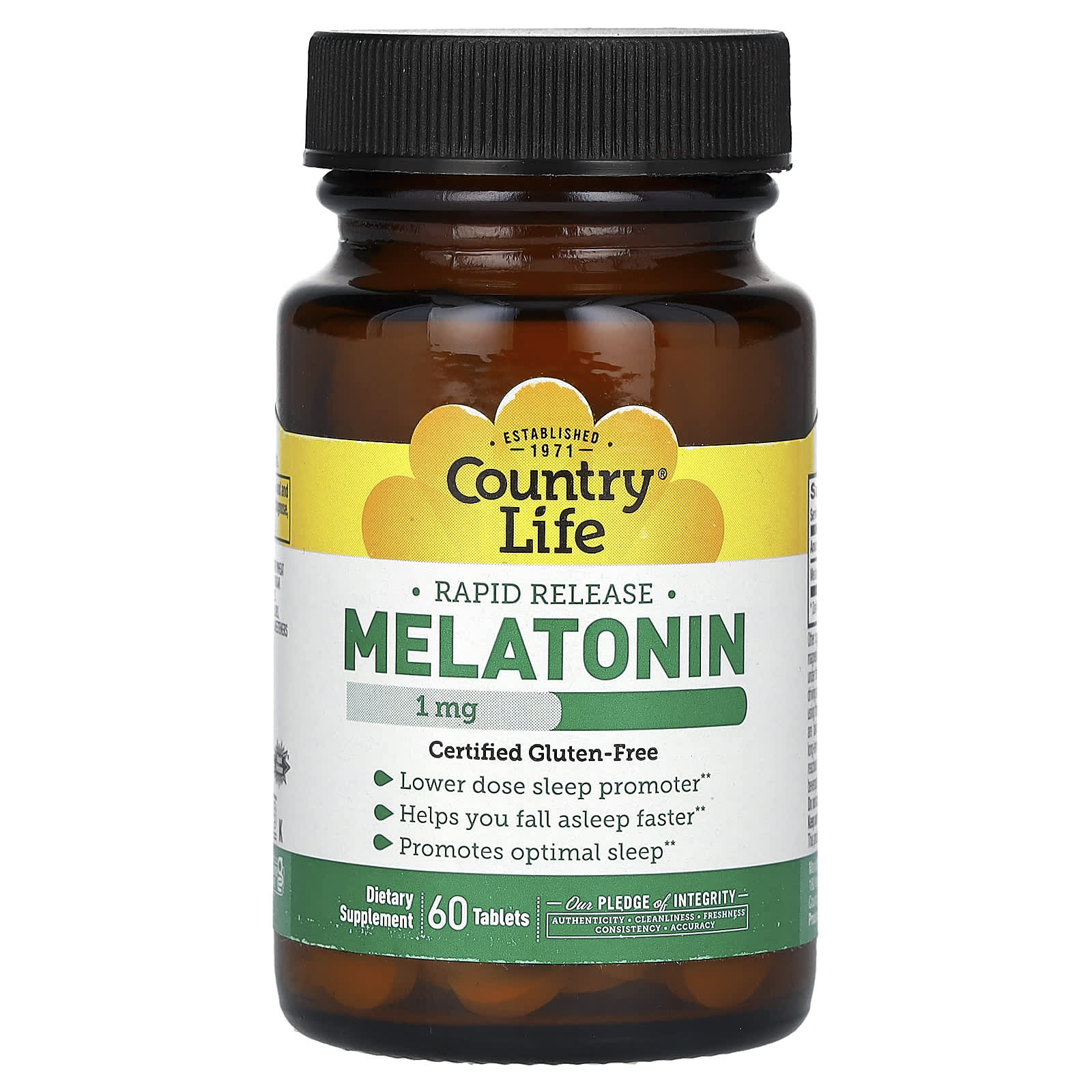 Country Life-Melatonin-Rapid Release -1 mg-60 Tablets