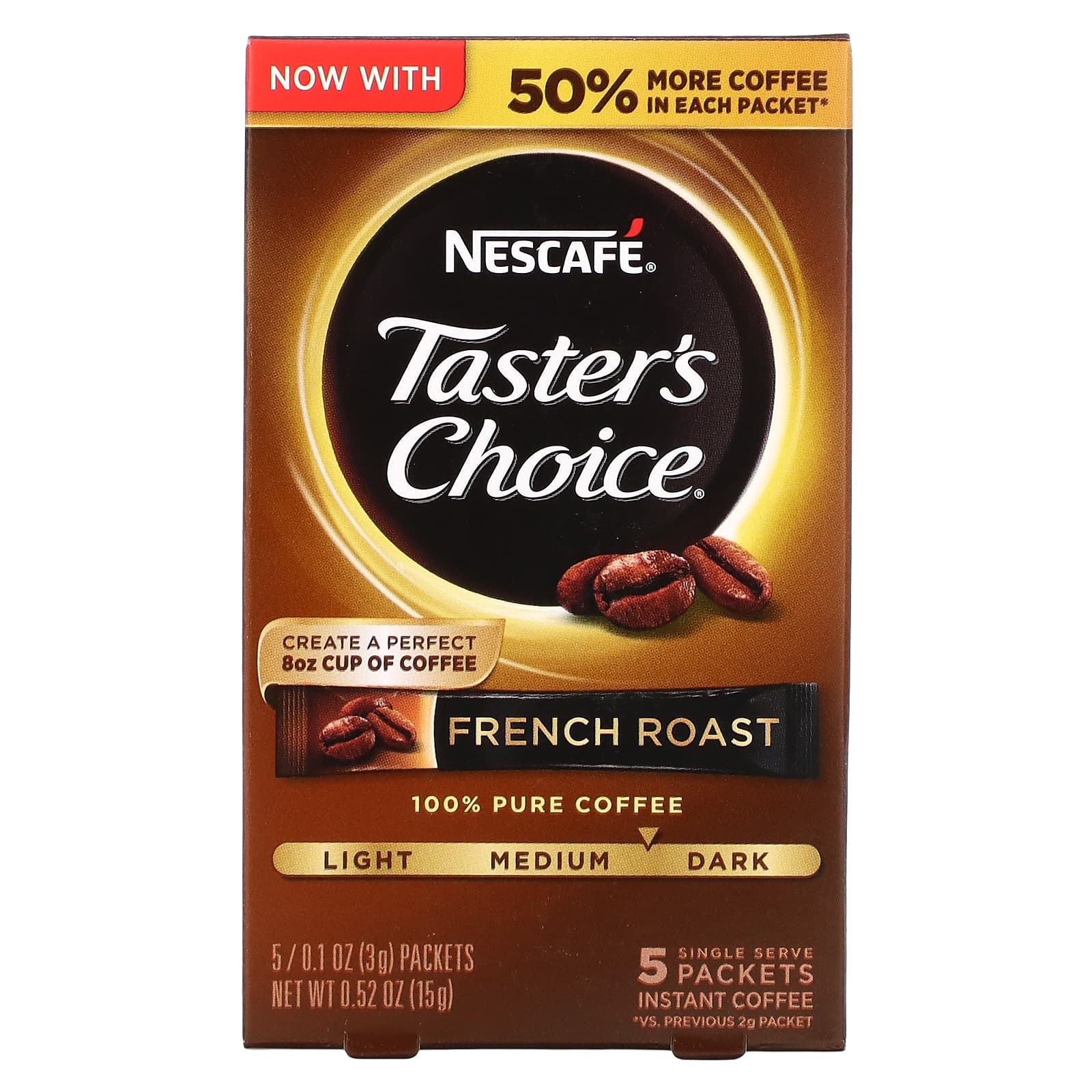 Nescafé-Taster's Choice-Instant Coffee-French Roast-5 Packets-0.1 oz (3 g) Each