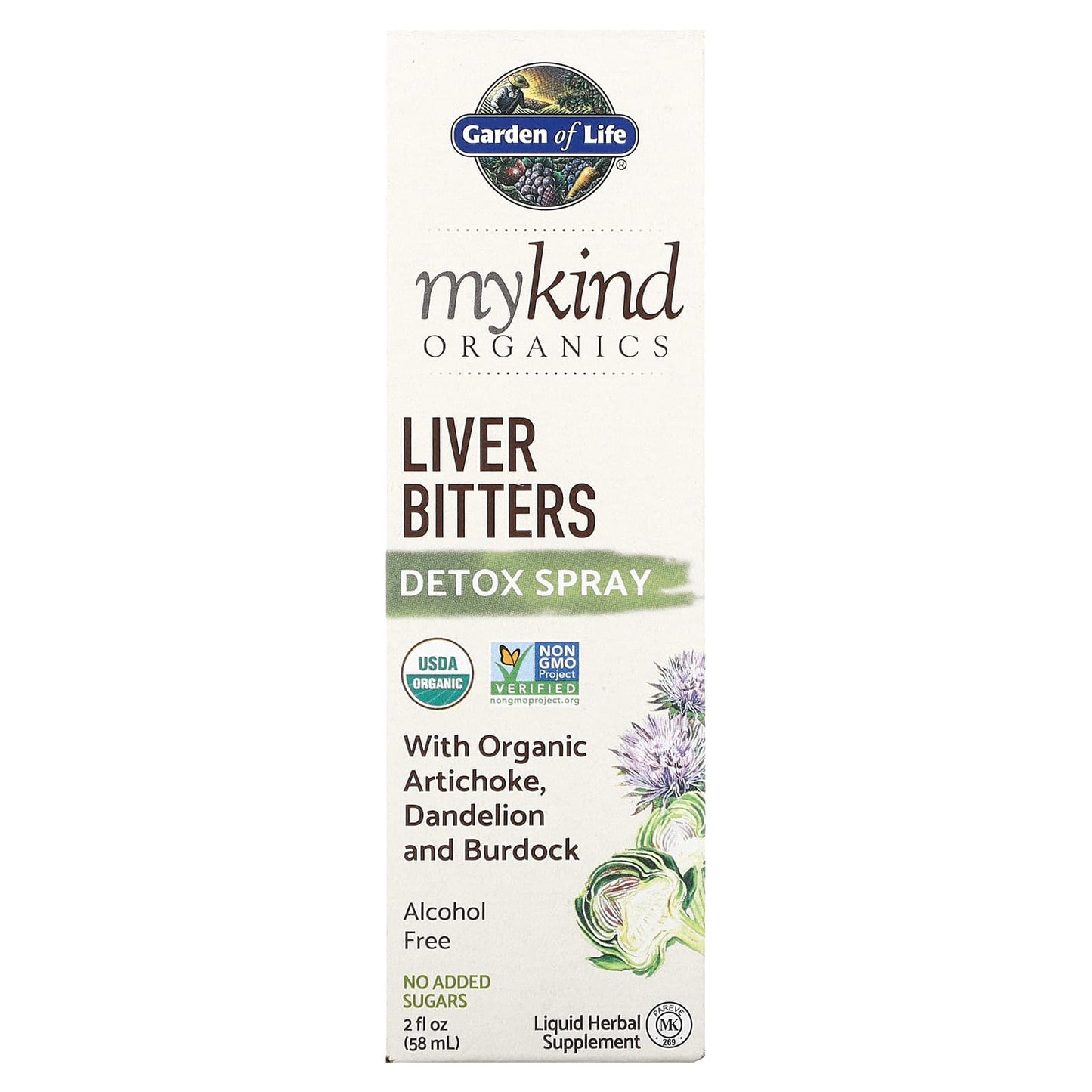 Garden of Life-MyKind Organics-Liver Bitters Detox Spray-Alcohol Free-2 fl oz (58 ml)