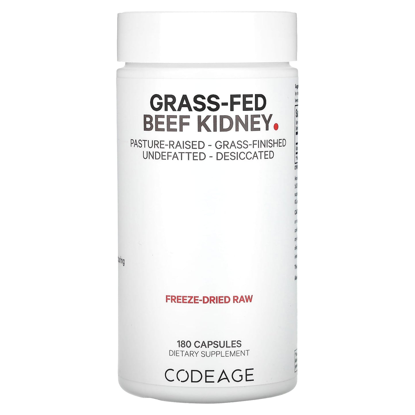 Codeage-Grass-Fed Beef Kidney-Pasture Raised-180 Capsules