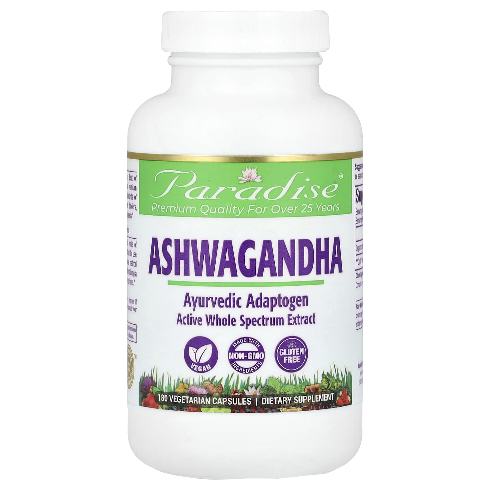 Paradise Herbs-Ashwagandha-180 Vegetarian Capsules