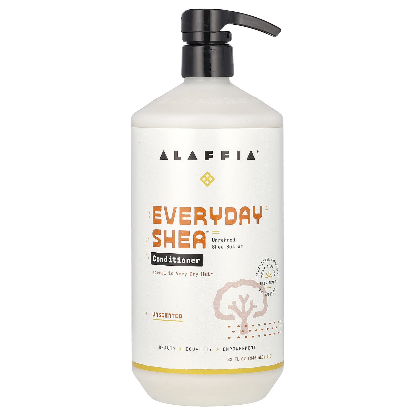 Alaffia-Everyday Shea Conditioner-Normal to Very Dry Hair-Unscented-32 fl oz (946 ml)