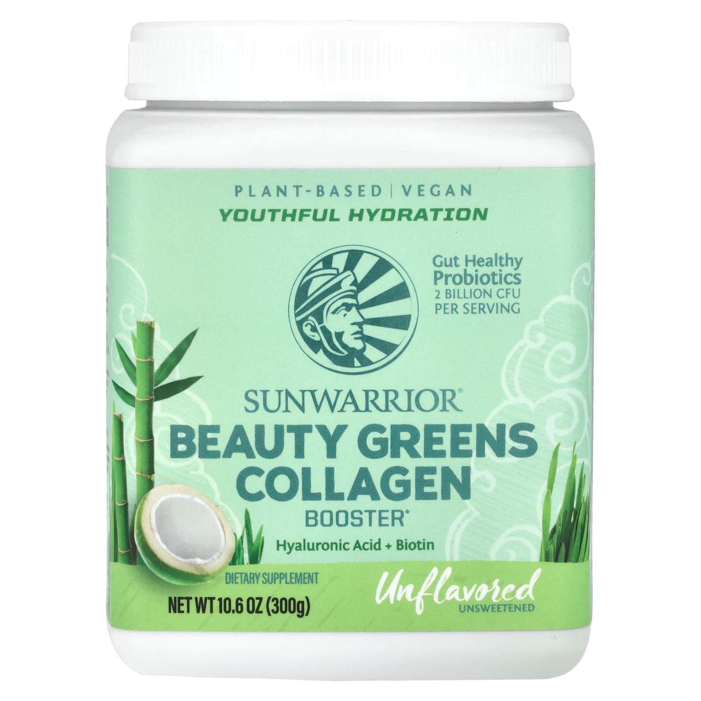 Sunwarrior-Beauty Greens Collagen Booster-Unflavored-10.6 oz (300 g)