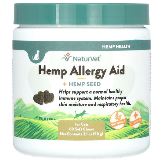 NaturVet-Hemp Allergy Aid + Hemp Seed-For Cats-60 Soft Chews-3.1 oz (90 g)