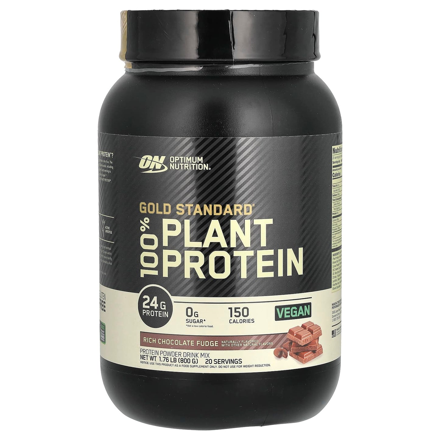 Optimum Nutrition-Gold Standard 100% Plant Protein-Rich Chocolate Fudge-1.76 lb (800 g)