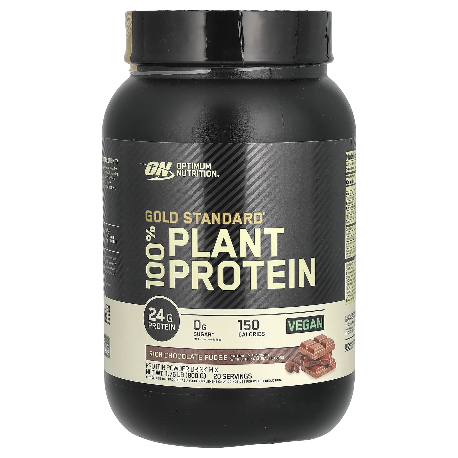 Optimum Nutrition-Gold Standard 100% Plant Protein-Rich Chocolate Fudge-1.76 lb (800 g)