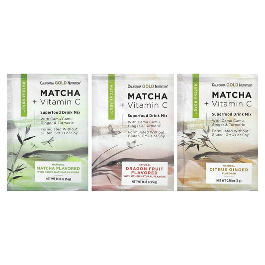 California Gold Nutrition-MATCHA ROAD-Matcha + Vitamin C - Trial Pack-3 Count