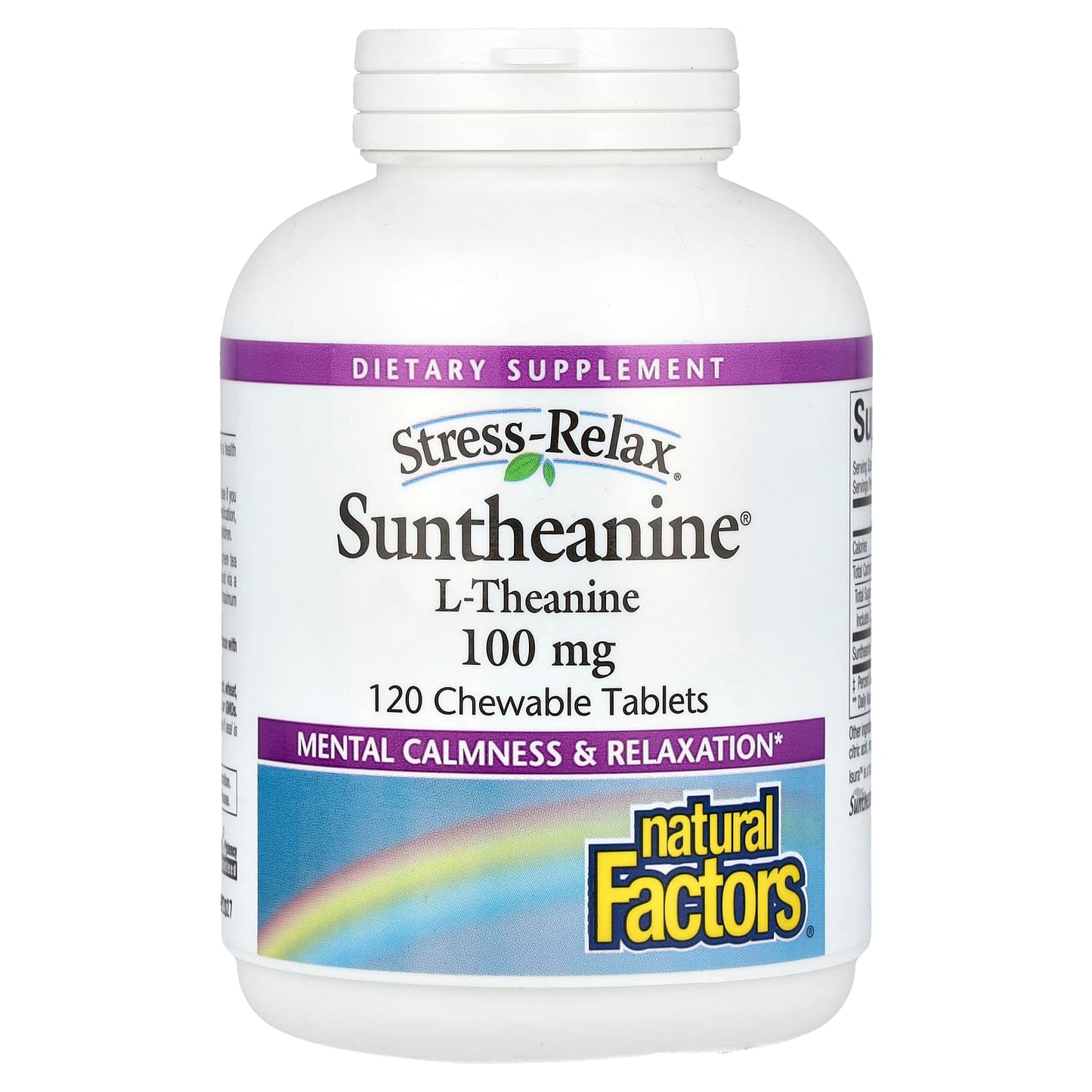 Natural Factors-Stress-Relax-Suntheanine L-Theanine-200 mg-120 Chewable Tablets (100 mg per Tablet)